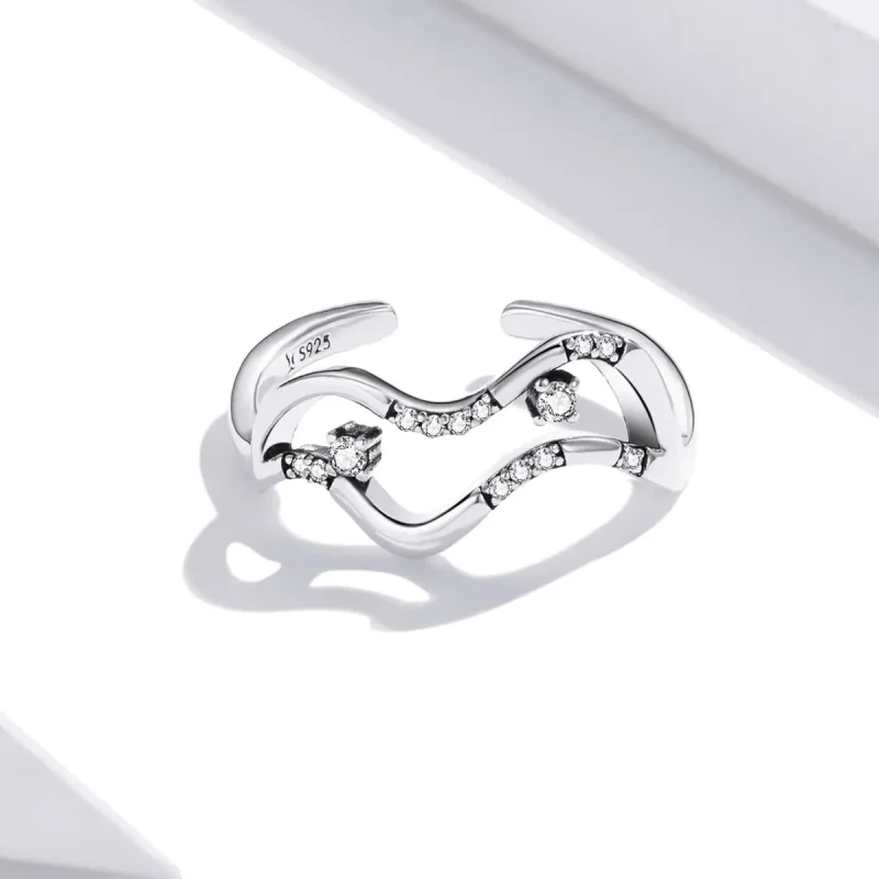 (bilde for) Pandora Style Galaxy Stars Open Ring - SCR710 - Vis 3