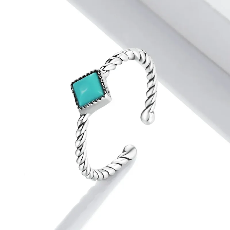 (bilde for) Pandora Style geometrisk turkis åpen ring - SCR753 - Vis 2