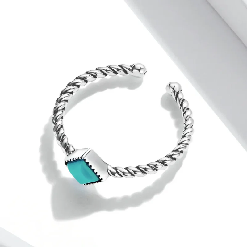 (bilde for) Pandora Style geometrisk turkis åpen ring - SCR753 - Vis 4