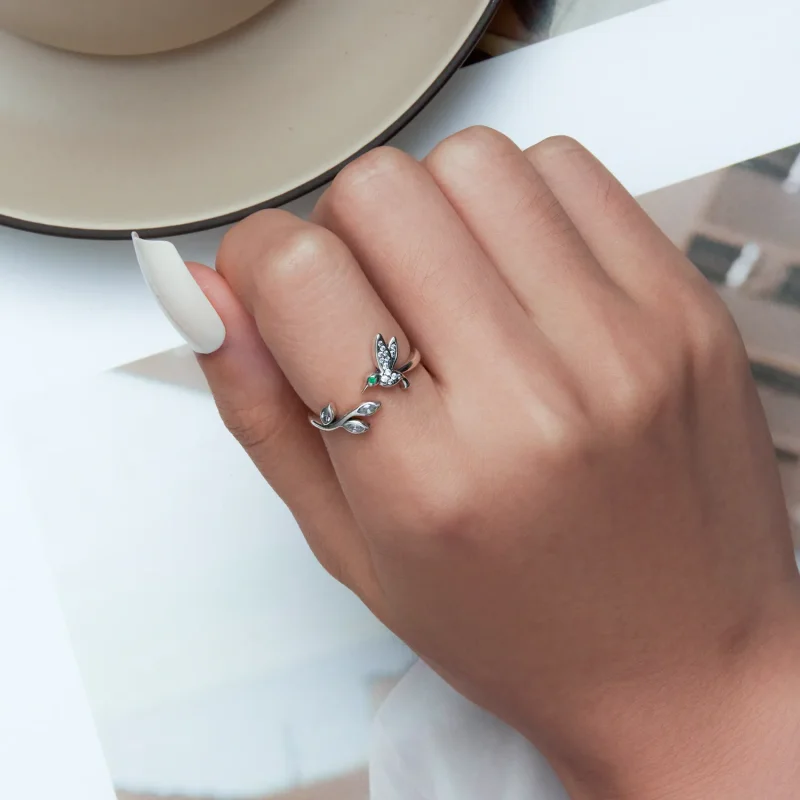 (bilde for) Pandora Style Hummingbird Open Ring - SCR871 - Vis 5