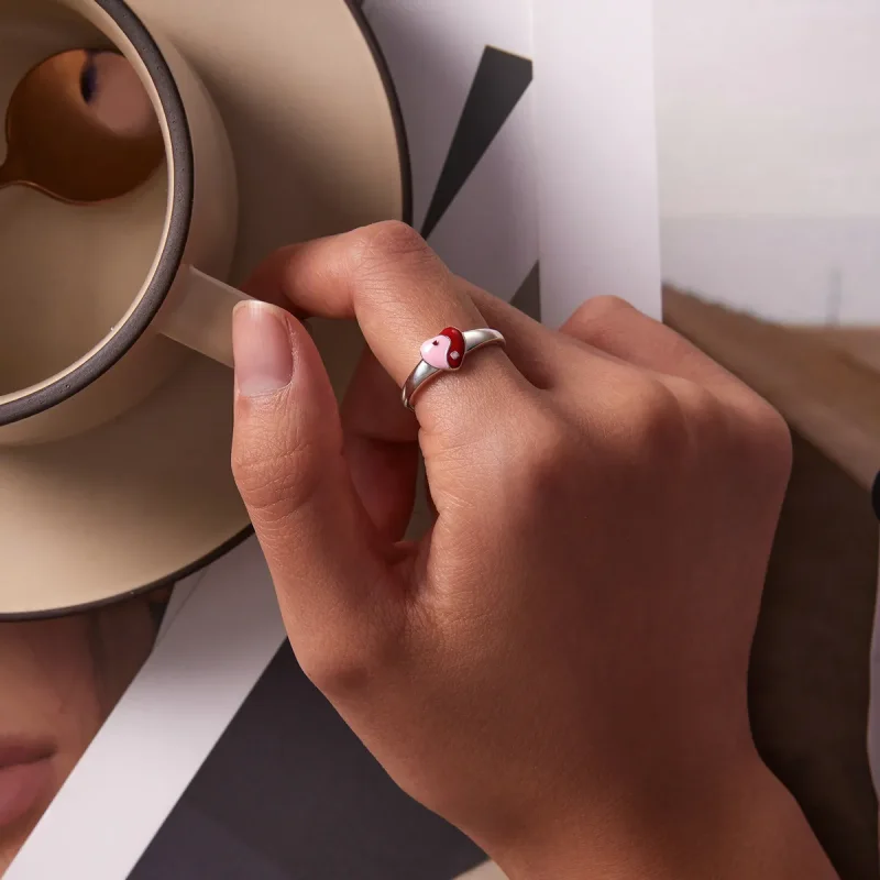 (bilde for) Pandora Style Love Gossip Map Open Ring - SCR786 - Vis 5