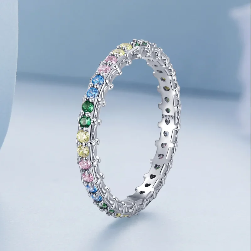 (bilde for) Pandora Style Mønster Farge Zirkonium Ring - BSR277-CF - Vis 2