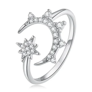 (bilde for) Pandora Style Moon and Stars Open Ring - BSR300