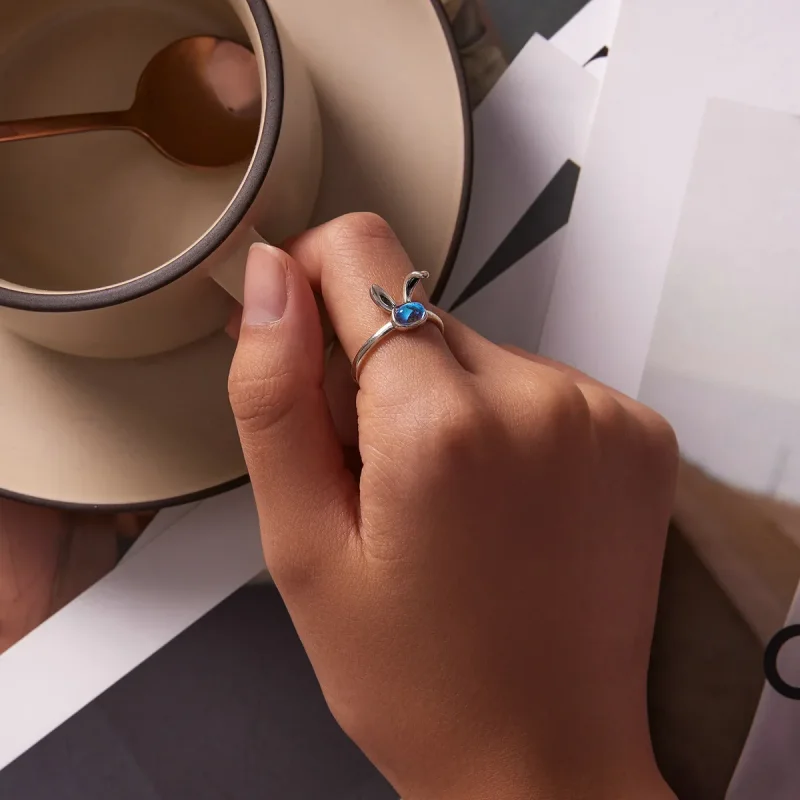 (bilde for) Pandora Style Moonstone Bunny Open Ring - SCR784 - Vis 5