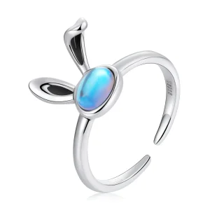 (bilde for) Pandora Style Moonstone Bunny Open Ring - SCR784