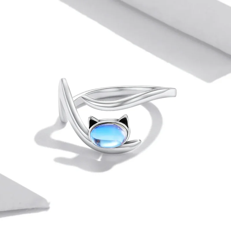 (bilde for) Pandora Style Moonstone Cat Open Ring - SCR783 - Vis 3
