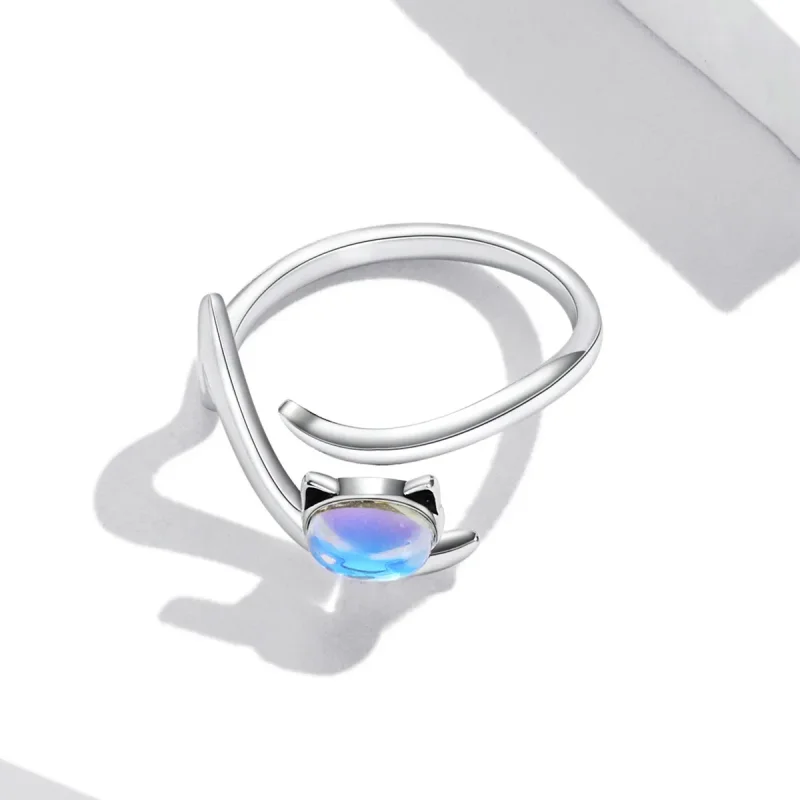 (bilde for) Pandora Style Moonstone Cat Open Ring - SCR783 - Vis 4