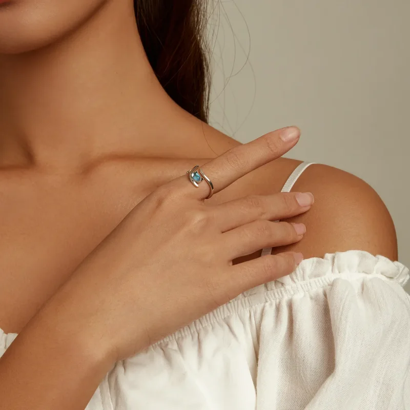 (bilde for) Pandora Style Moonstone Cat Open Ring - SCR783 - Vis 6