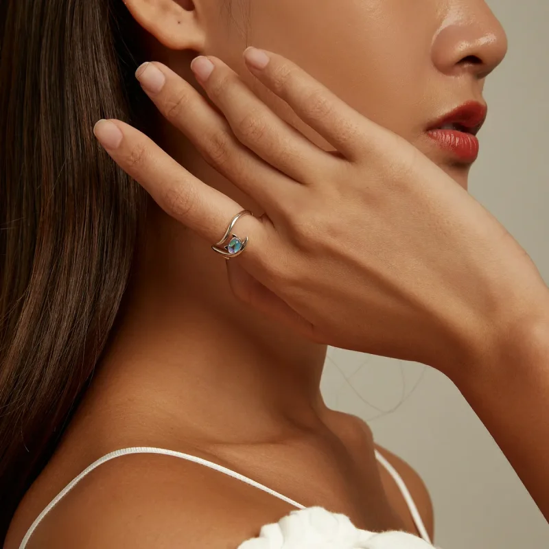 (bilde for) Pandora Style Moonstone Cat Open Ring - SCR783 - Vis 7