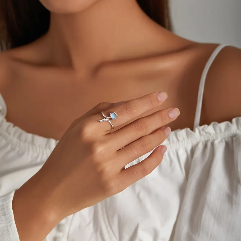 (bilde for) Pandora Style Moonstone Fox Open Ring - SCR756 - Vis 8
