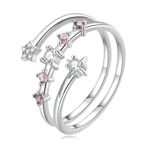 (bilde for) Pandora Style Multi-Layered Stars Open Ring - BSR310