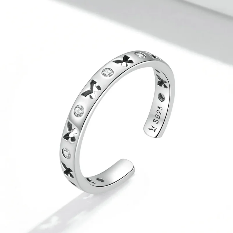 (bilde for) Pandora Style Openwork Butterfly Open Ring - SCR764 - Vis 2