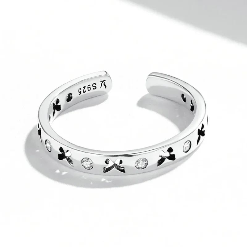 (bilde for) Pandora Style Openwork Butterfly Open Ring - SCR764 - Vis 3