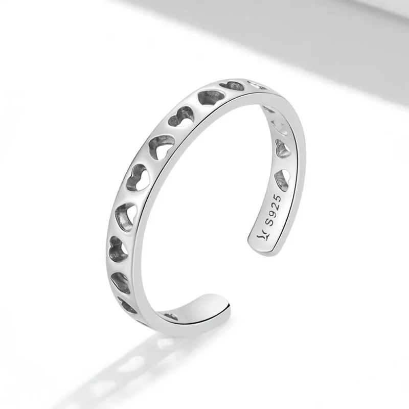 (bilde for) Pandora Style Openwork Heart Open Ring - SCR765 - Vis 2