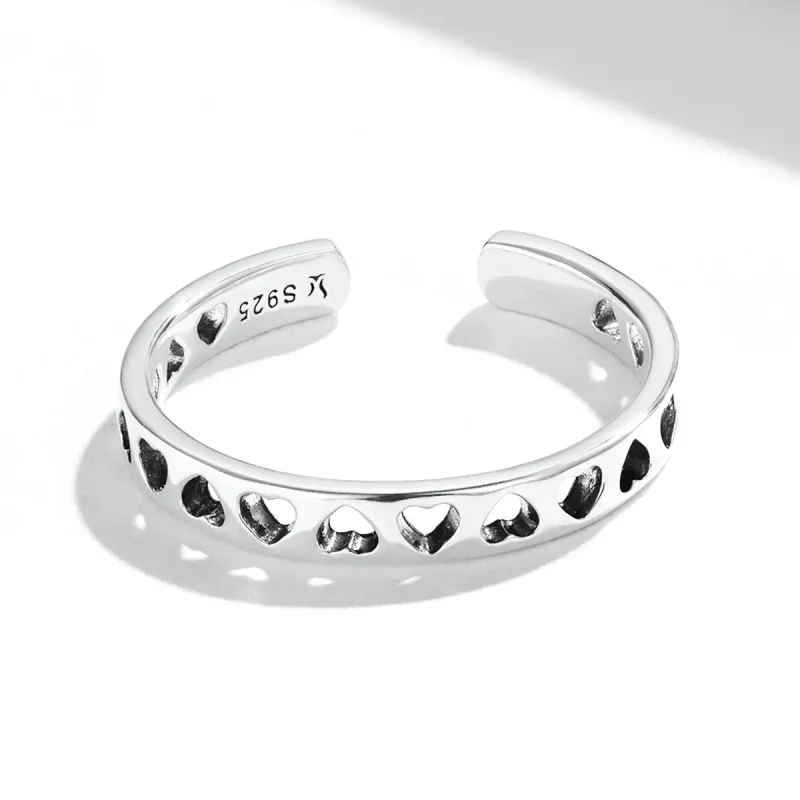 (bilde for) Pandora Style Openwork Heart Open Ring - SCR765 - Vis 3