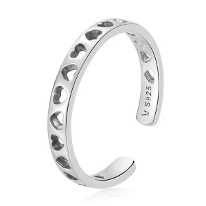 (bilde for) Pandora Style Openwork Heart Open Ring - SCR765
