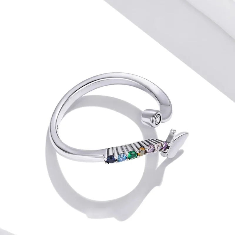 (bilde for) Pandora Style Rainbow Butterfly Åpen Ring - SCR730 - Vis 4