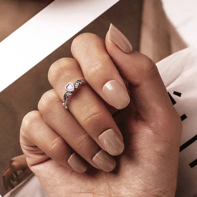 (bilde for) Pandora Style Retro mønster - Hjerte åpen ring - SCR766 - Vis 5