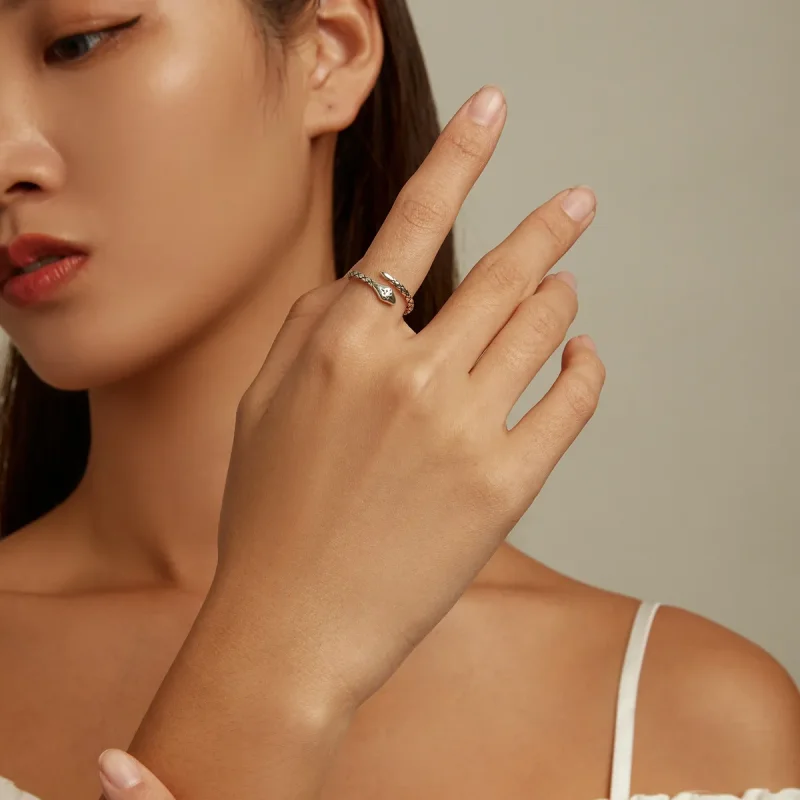(bilde for) Pandora Style Retro Spirit Snake Open Ring - SCR798 - Vis 6