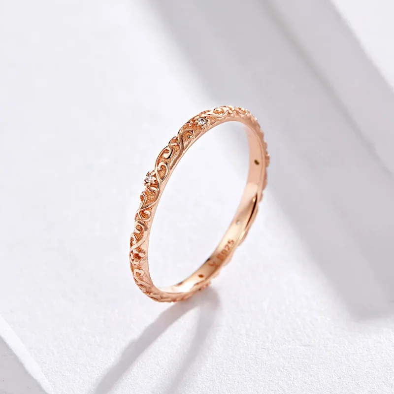 (bilde for) Pandora Style Rose Gold Retro Patterns Ring - SCR514 - Vis 2