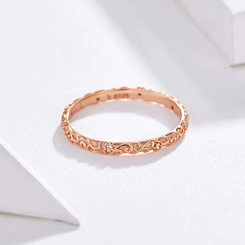 (bilde for) Pandora Style Rose Gold Retro Patterns Ring - SCR514 - Vis 4