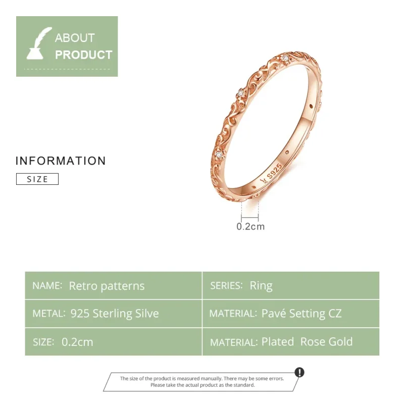 (bilde for) Pandora Style Rose Gold Retro Patterns Ring - SCR514 - Vis 8