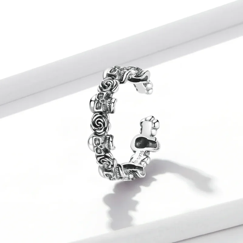 (bilde for) Pandora Style Rose Skull Open Ring - BSR218 - Vis 2