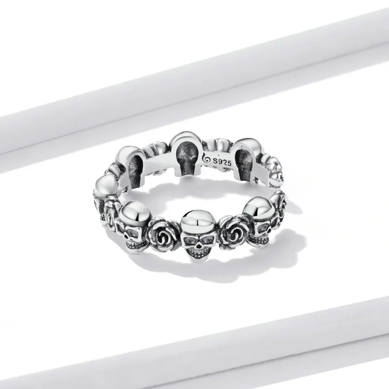 (bilde for) Pandora Style Rose Skull Open Ring - BSR218 - Vis 3