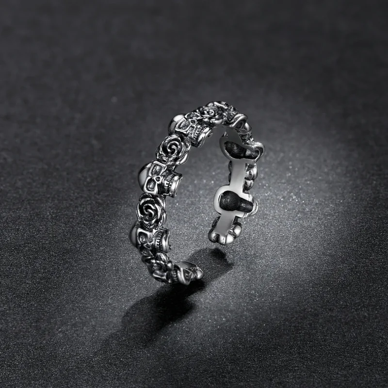 (bilde for) Pandora Style Rose Skull Open Ring - BSR218 - Vis 5
