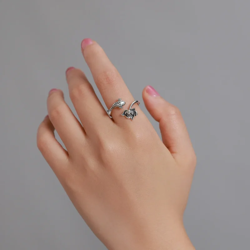 (bilde for) Pandora Style Ruffled Koi Open Ring - BSR201 - Vis 8