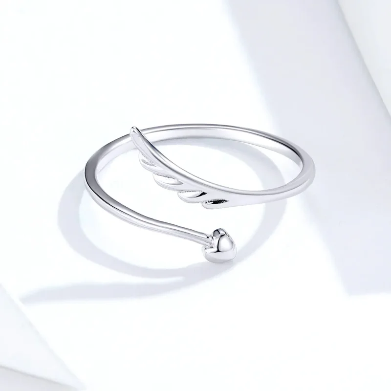 (bilde for) Pandora Style Silver Angel Wing Open Ring - SCR567 - Vis 2