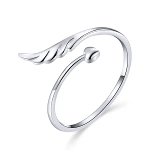 (bilde for) Pandora Style Silver Angel Wing Open Ring - SCR567