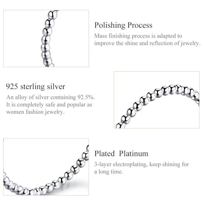 (bilde for) Pandora Style Silver Beaded Ring - SCR574 - Vis 3