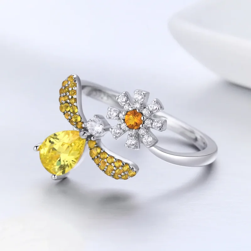 (bilde for) Pandora Style Silver Bee Wish Ring - SCR348 - Vis 2