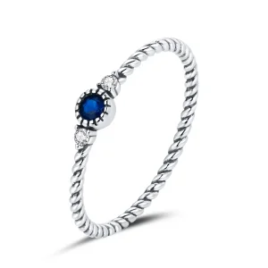 (bilde for) Pandora Style Silver Blue Stone Ring - SCR693