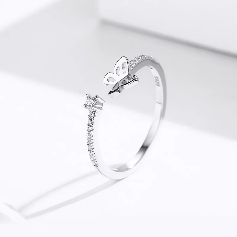 (bilde for) Pandora Style Silver Butterfly Open Ring - SCR550 - Vis 2