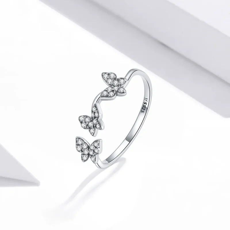(bilde for) Pandora Style Silver Butterfly Open Ring - SCR704 - Vis 2