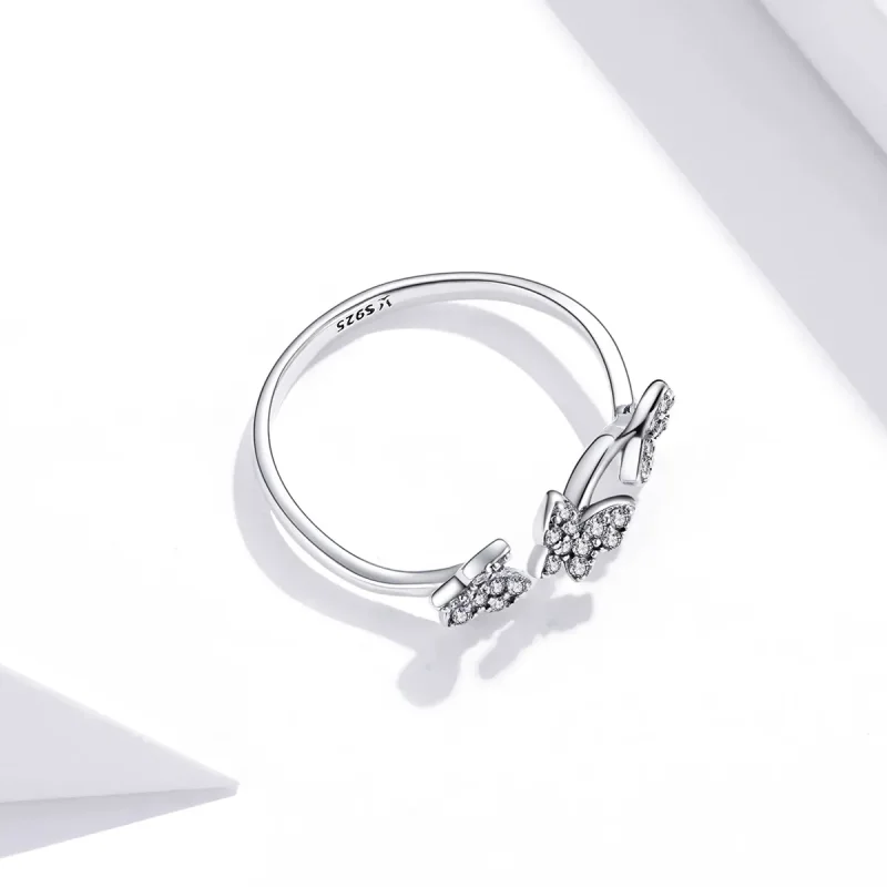 (bilde for) Pandora Style Silver Butterfly Open Ring - SCR704 - Vis 4