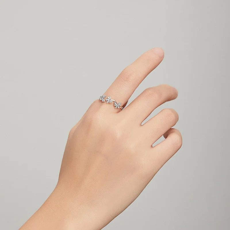 (bilde for) Pandora Style Silver Butterfly Open Ring - SCR704 - Vis 7