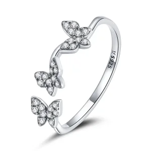 Pandora Style Silver Butterfly Open Ring - SCR704 (bilde for) Pandora Style Silver Butterfly Open Ring - SCR704