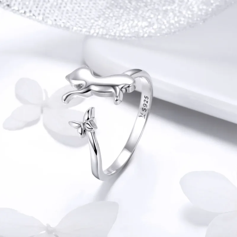 (bilde for) Pandora Style Silver Cat Companionship Ring - SCR443 - Vis 2