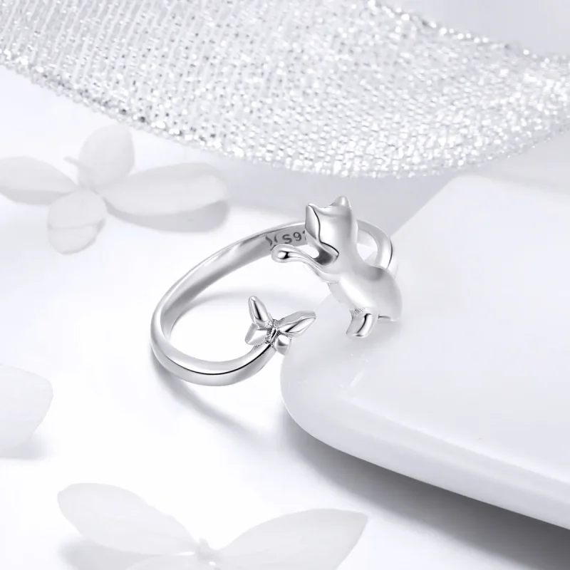 (bilde for) Pandora Style Silver Cat Companionship Ring - SCR443 - Vis 3