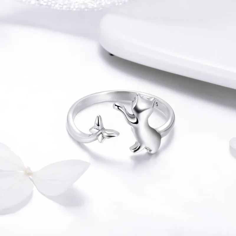 (bilde for) Pandora Style Silver Cat Companionship Ring - SCR443 - Vis 4