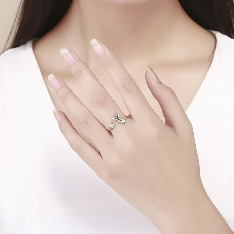(bilde for) Pandora Style Silver Cat Companionship Ring - SCR443 - Vis 5