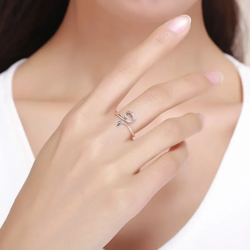 (bilde for) Pandora Style Silver Cats In Love Ring - SCR341 - Vis 3