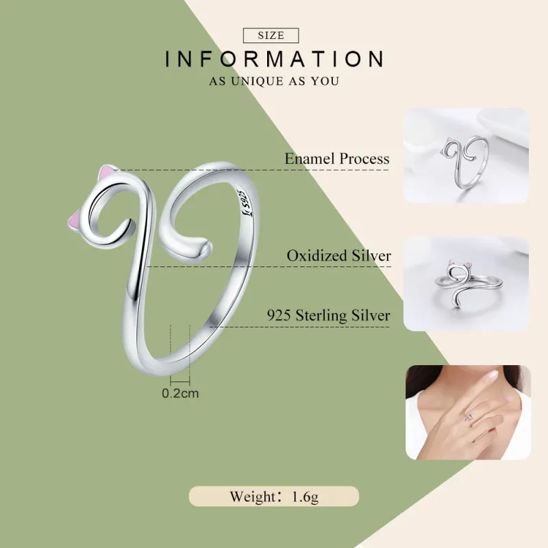 (bilde for) Pandora Style Silver Cats In Love Ring - SCR341 - Vis 4