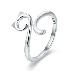 (bilde for) Pandora Style Silver Cats In Love Ring - SCR341