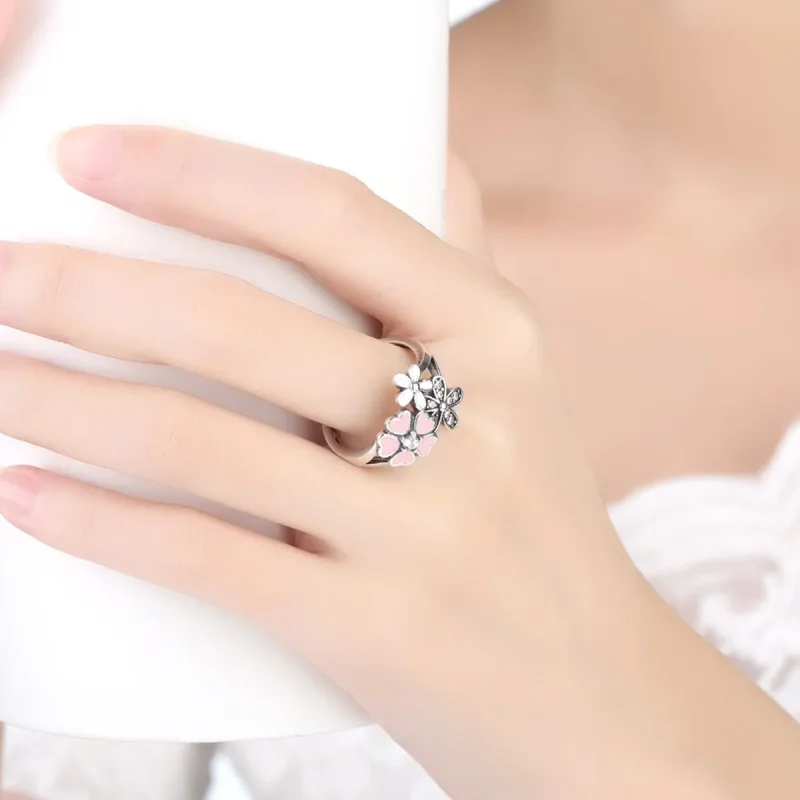 (bilde for) Pandora Style Silver Cherry Blossom Ring - SCR004 - Vis 2