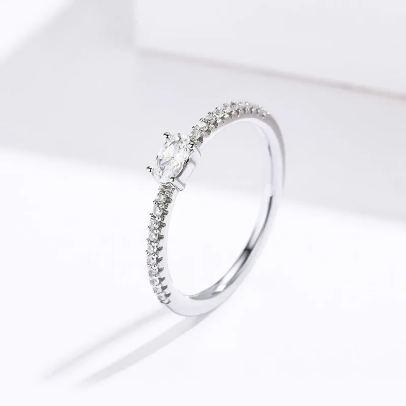 (bilde for) Pandora Style Silver Clear Stone Ring - SCR524 - Vis 2