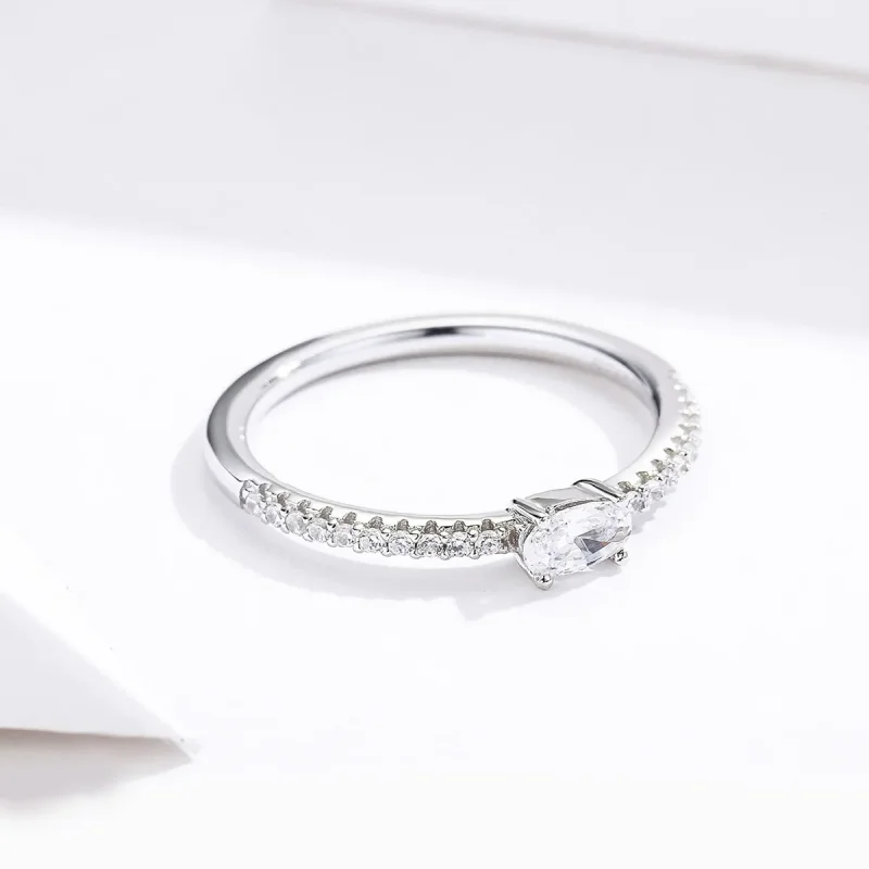(bilde for) Pandora Style Silver Clear Stone Ring - SCR524 - Vis 4
